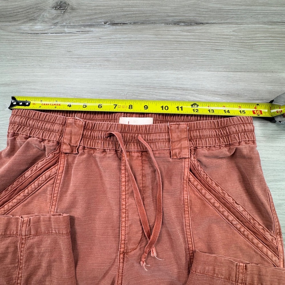 Anthropologie Cargo Jogger Pants Red Cotton Blend Drawstring Waist Womens 28 - Picture 6 of 10